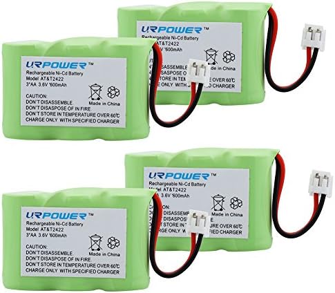 URPOWER® Pack of 4 3.6V 600mAh Rechargeable Cordless Home Phone Batteries for AT&amp;T 2422 80-5074-00-00, Lucent 2422, Vtech ia5870 ia5882, Sanik 3SN-2/3AA30-S-J1