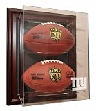 New York Giants 2 Football "Case-Up" Display, Mahogany - Acrylic Football Display Cases