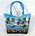 Water Resistant Palm Tree Canvas Beach Tote Bag Wood Balls Zipper Closure 21 X 15 X 6
