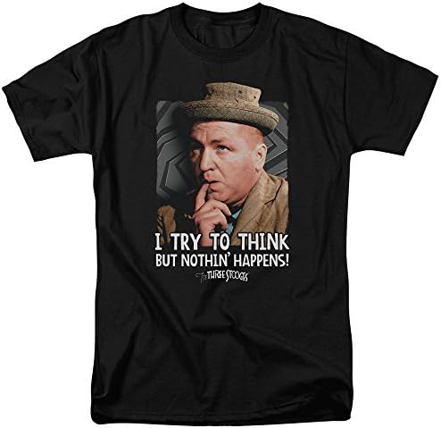 The Three Stooges Try To Think Mens Short Sleeve Shirt Black LG