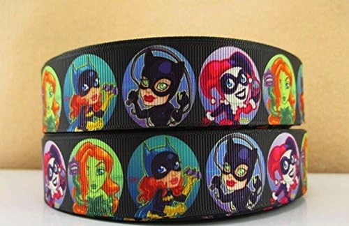 5 yards 1" Superhero Girls Catwoman Batgirl Poison Ivy Harley Quinn Grosgrain Ribbon