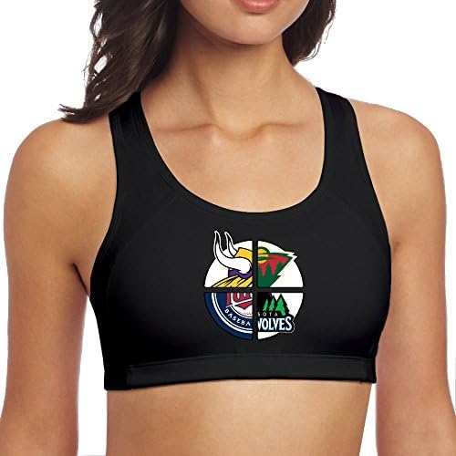 LnEir Fashion Women's Running Minnesota Sports Football Logo Mixed Waistcoat Black Size L