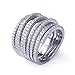 Rhodium Plated Sterling Silver Right Hand Stackable 3 Rings In The Back by Hinges with CZ ( Size 5 to 9)