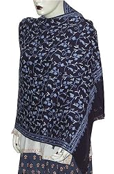 Neck Wrap Stoles Wool with Blue Thread Embroidery 80 x 27 inches (esrf031)