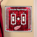 Memory Company Detroit Red Wings Art Glass Double Light Switch Cover