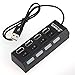 ELEGIANT 4-Port USB 2.0 Hub with Individual Power Switches and LEDs For Laptop PC Black