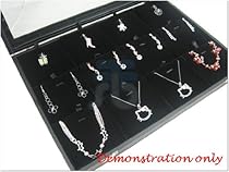 Glass Top Lid Black Velvet 12 Comparments Jewelry Display Box for Pendants, Charms