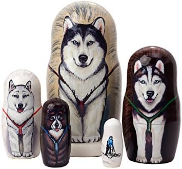 Dog Sled Nesting Doll 5pc./6"