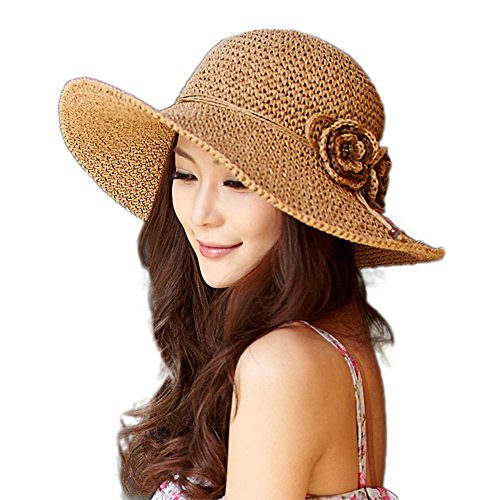 Siggi Womens Floppy Straw Sun Hats Summer Beach Accessories Wide Brim Hand-Made