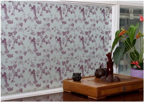 10ft Decorative Privacy Adhesive-free Statice-cling Window Film Treatments Windows Purple Grapes #042 Fixed Width 35"