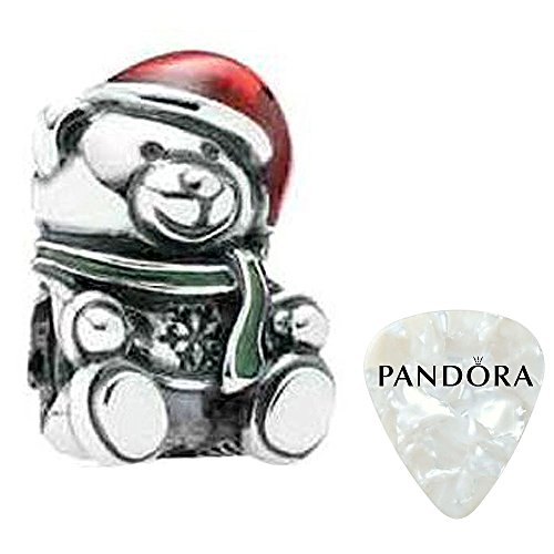Christmas Bear, Red & Green Enamel Charm, Two Piece Bundle, with Pandora Clasp Opener