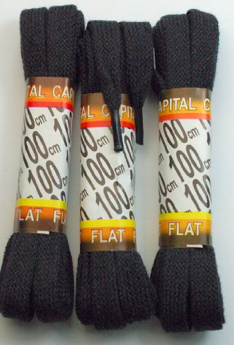 BOGOF Clearance of Bargain Laces (100cm X 8mm Black) Flat Shoe Boot Laces New
