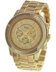 Geneva Platinum Womens Decorative Chronograph-style Link Watch-GOLD