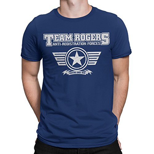 CAPTAIN AMERICA-TEAM ROGERS-CIVIL WAR inspired Mens T-Shirt Navy (X-Large)
