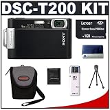 Sony CyberShot DSC-T200 (Black) 8.1 Megapixel Digital Camera with 5x Optical Zoom + Lexar Media 1GB 40x Platinum II Series Memory Stick (MS) PRO Duo Card + High Speed USB 2.0 Memory Stick (MS) Card Reader + Digital Camera Case