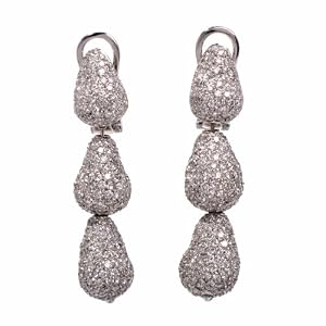 Designer 21.00ct Diamond Cluster Pear 18k Gold Dangle Drop Earrings
