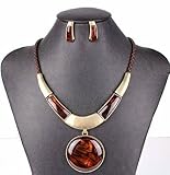 Spring Jewelry Sets Statement Pendant Necklace with Stud Earring 5 Colors Nl-2150 (Brown) thumbnail