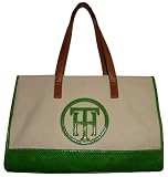 Women's Tommy Hilfigerl Canvas EW Tote (White/Green/Tan)