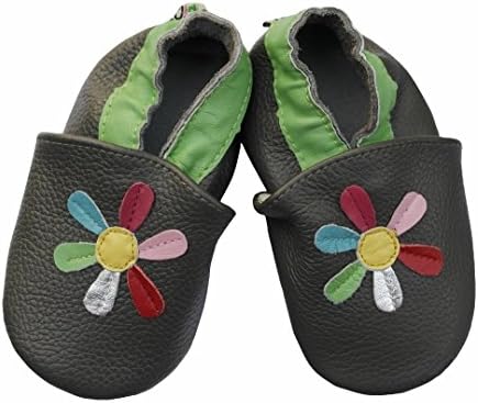 Toddlers Baby Girls Boys Genuine Leather Soft Sole Slippers in Various Patterns and Sizes(18-24m, Floral)