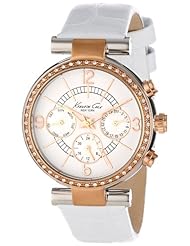Kenneth Cole New York Womens KC2748 Dress Sport Silver White Dial Gold Case White Strap Watch