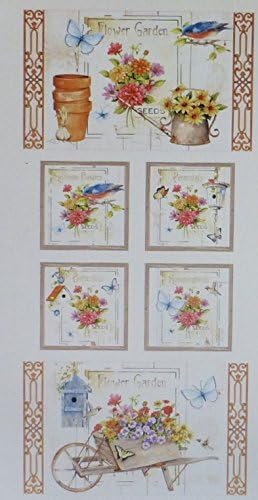 Adalees Garden Panel 24" x 44" by Red Rooster Floral Cotton Fabric