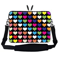 Meffort Inc 15 15.6 inch Laptop Sleeve Bag Carrying Case with Hidden Handle and Adjustable Shoulder Strap - Rainbow Heart Design