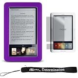 Slim High Quality Durable Silicone Skin Case Customer Made For Barnes & Noble Nook eBook Reader (Purple) + Includes a 4-Inch eBigvalue Determination Hand Strap + Full set of Screen Guard Protector for your Nook