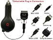 Cellet Universal Retractable Car Charger With 7 Different Connectors - Blackberry Apple HTC Motorola Nokia Sony Samsung