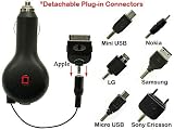 Cellet Universal Retractable Car Charger With 7 Different Connectors - Blackberry Apple HTC Motorola Nokia Sony Samsung