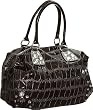 Patent Croco ''Jewel Trimmed'' Satchel - Brown