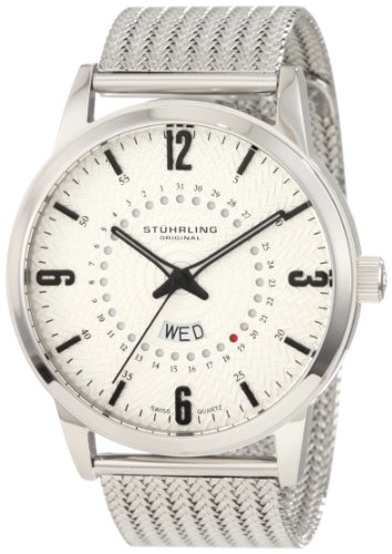 Stuhrling Original Men's 345M.33112 Classic Jupiter Swiss Quartz Day and Date Stainless Steel Mesh Watch Stuhrling Original Men's 345M.33112 Classic Jupiter Swiss Quartz Day and Date Stainless Steel Mesh Watch