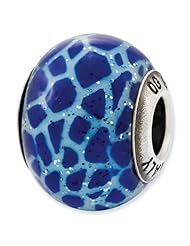 Sterling Silver Reflections Italian Blue Giraffe Glass Bead