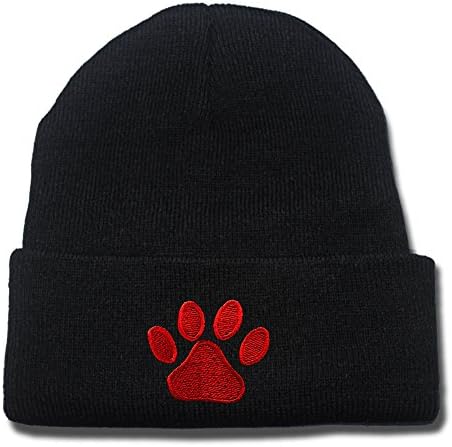 ANDREYD Orange Paw Ed Sheeran Logo Beanie Fashion Unisex Embroidery Beanies Skullies Knitted Hats Skull Caps - Black/Red