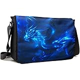Meffort Inc Water Resistant 17 17.3 Inch Laptop / Notebook Padded Compartment Shoulder Messenger Bag - Blue Dragon