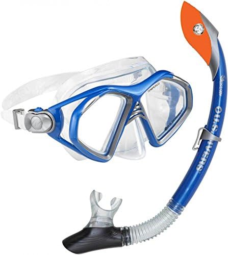 Blue And Lx Silicon Dry Top Snorkel Set Us Divers Silicon Snorkelling Blue