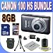 Canon PowerShot ELPH 100 HS 12.1 MP Digital Camera (Grey) W/8GB SDHC Memory + Extended Life Battery + USB Card Reader + Shock Proof Case w/Strap + Mini Tripod + Accessory Saver Bundle!