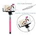 Selfie Stick, NOOT PRODUCTS Self Portrait [Battery Free] Extendable Handled Stick with Adjustable Phone Holder & Built-in Remote Shutter Designed for Apple, Android Smartphones - Pink