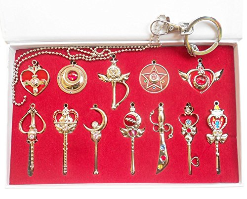 Sailor Moon Pretty Guardian 12PCS Cosplay Keychain Necklace Toy Christmas Gift
