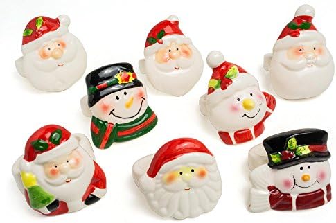 Christmas Decorative Porcelain Napkin Ring 8 pcs set