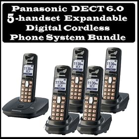 Panasonic KX-TG6413T DECT 6.0 5-handset Expandable Digital Cordless Phone System Kit