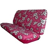 Universal-fit Hawaiian Hibiscus Floral Print Truck or Car Rear Bench Seat Cover - Pink