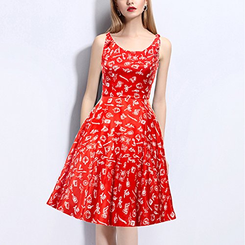 HongyuTing 50s Vintage Floral Print Summer Casual Cocktail Party Dress