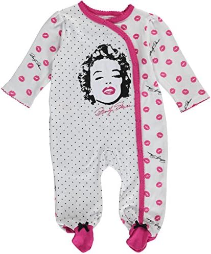 Baby Girls' "Lips Galore" Footed Coverall - white/fuchsia, 3 - 6 months