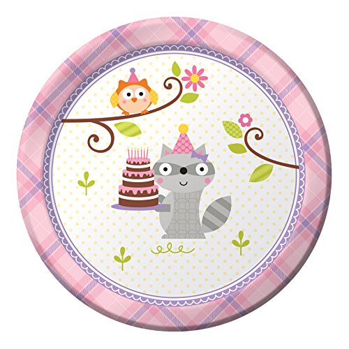 Creative Converting 8 Count Paper Dessert Plates, Happi Woodland-Girl