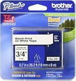 Brother Laminated Tape Black on White, 18mm (TZe241) - Retail Packaging