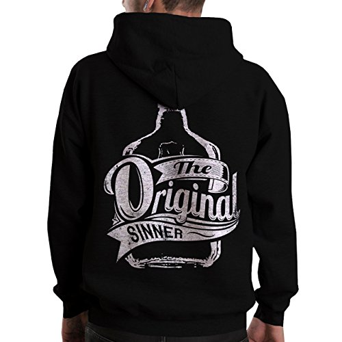 Wellcoda | Original Sinner Drink Mens NEW Rum Drunk Black Hoodie Back L