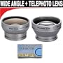 2x Digital Telephoto Professional Series Lens + 0.45x Digital Wide Angle Macro Professional Series Lens + DB ROTH Micro Fiber Cloth For The Canon Powershot SD990, SD950, SD900, SD890, SD880, SD870, SD850, SD800, SD790, SD700, SD40 Digital Cameras