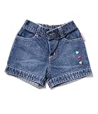 Sweet and Soft Baby Blue Jeans Shorts-Hearts, 12 months