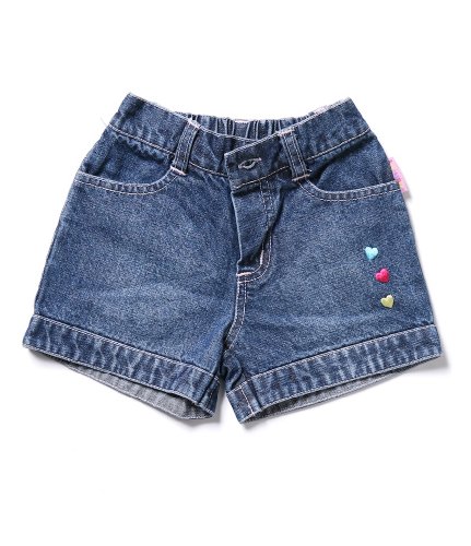 Sweet and Soft Baby Blue Jeans Shorts-Hearts, 6 months
