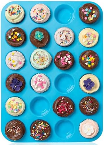 Silicone Mini Muffin Pan, 24 Cup Premium Cupcakes Pan Shapes, Non-stick, Bpa-free Food Grade Silicon Mold Material with Heat Resistant up to 450° F! Microwave &amp; Dishwasher Safe, Non Toxic Muffin-tray